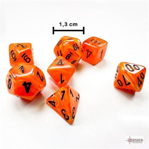 Mini Vortex Orange and Black Dice Set - Rollespilsterninger - Chessex